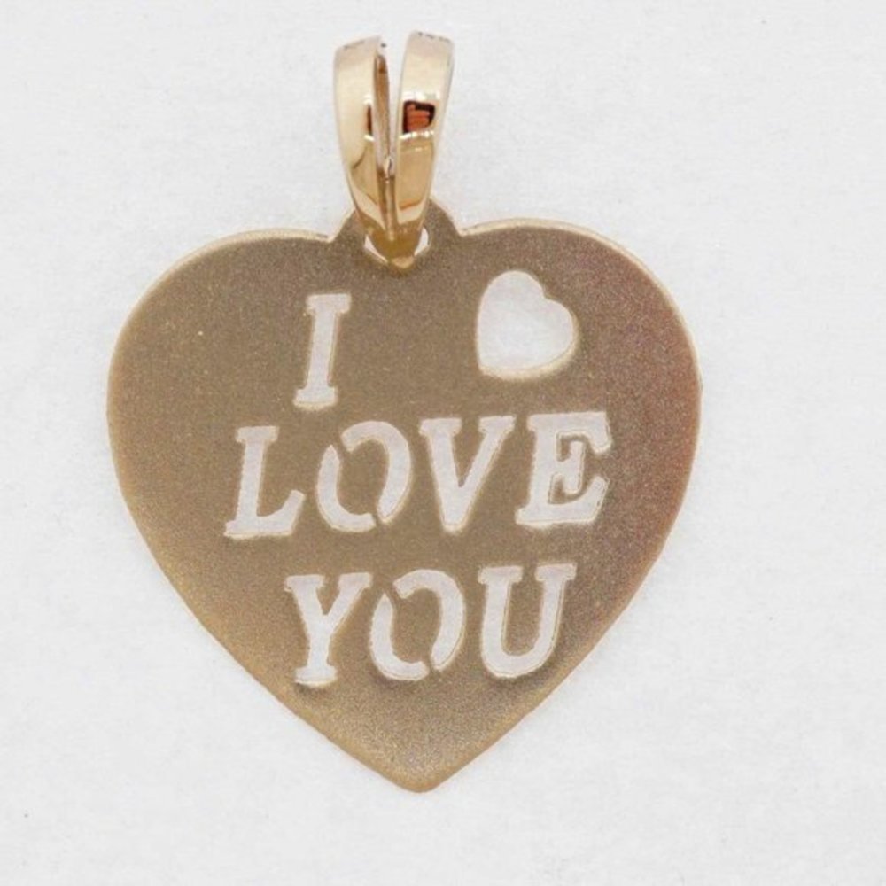 Heart Pendant 14K White Gold I LOVE YOU Charm